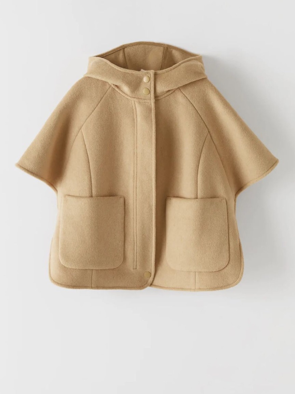 Zara Kids Tan Wool Blend Hooded Cape, 8-9 years